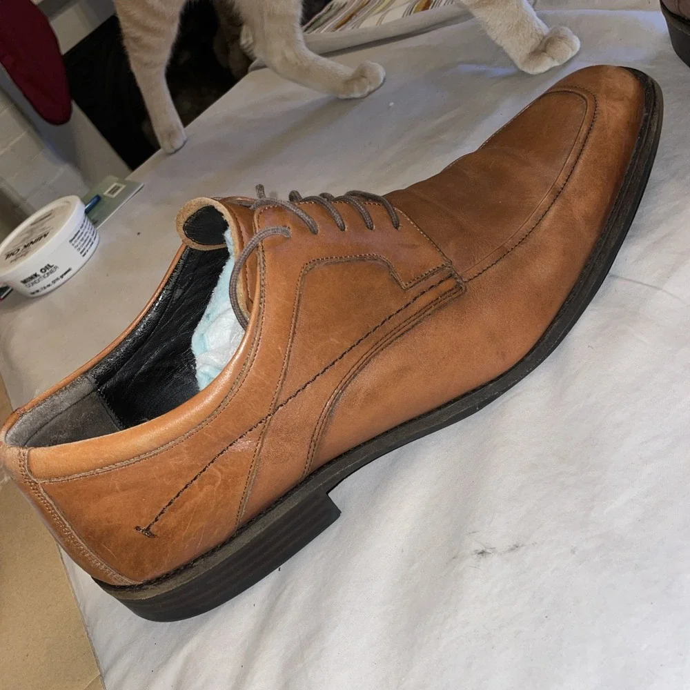 Johnston & Murphy Brown Lace Up Oxford Shoe Size 15M 20-8766‎ Larsey Apron Toe